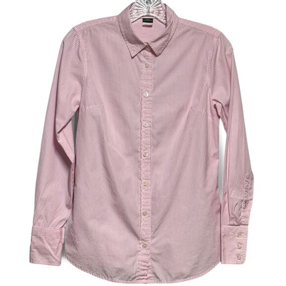 J. Crew Tops - J.Crew Vintage Y2K Kathryn Slim Fit Button Up Top Cotton Pink White Stripe XS